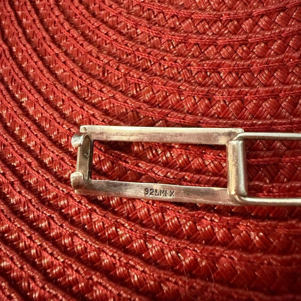 Vintage Mexican 925 Sterling Silver Hair Clip Barrette Rectangular Geometric 4g